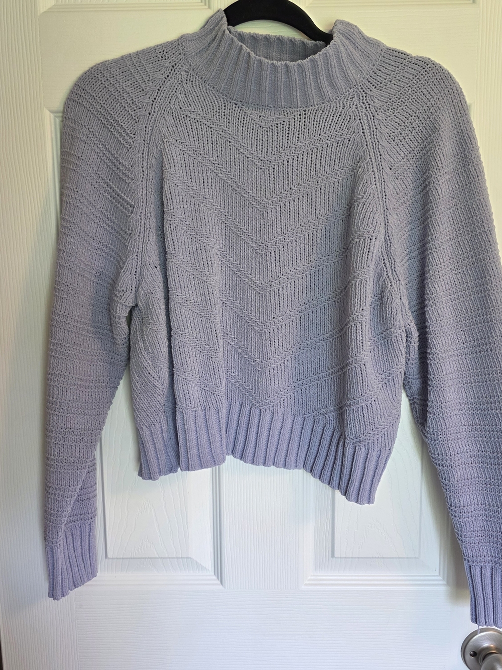GENERATION Y Lavender Cable Chevron Mock Neck Sweater